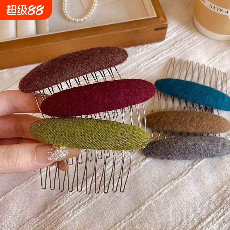 韩国ins秋冬新款质感纯色布艺发簪插梳 时尚简约顶夹头饰发饰