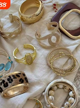 【中古手镯合集】高级感秋冬bi备时髦高智感宽边手镯豹纹手环手串