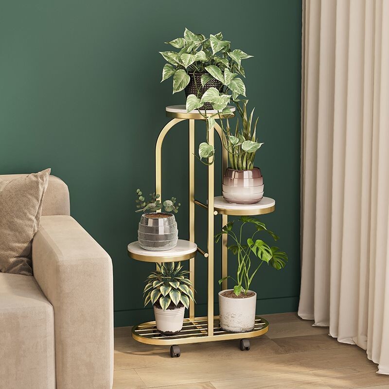 花架置物架阳台落地式客厅铁艺层架盆景绿萝花盆架子可移动多层