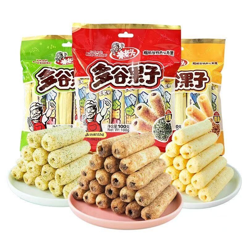 米老头多谷果子100g能量棒袋装夹心粗粮经典海苔味零食零嘴好吃的