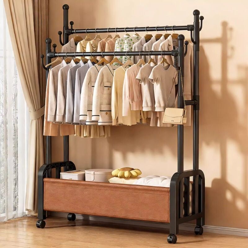 衣架落地卧室可移动挂衣服架子室内学生宿舍多功能收纳凉晒衣帽架
