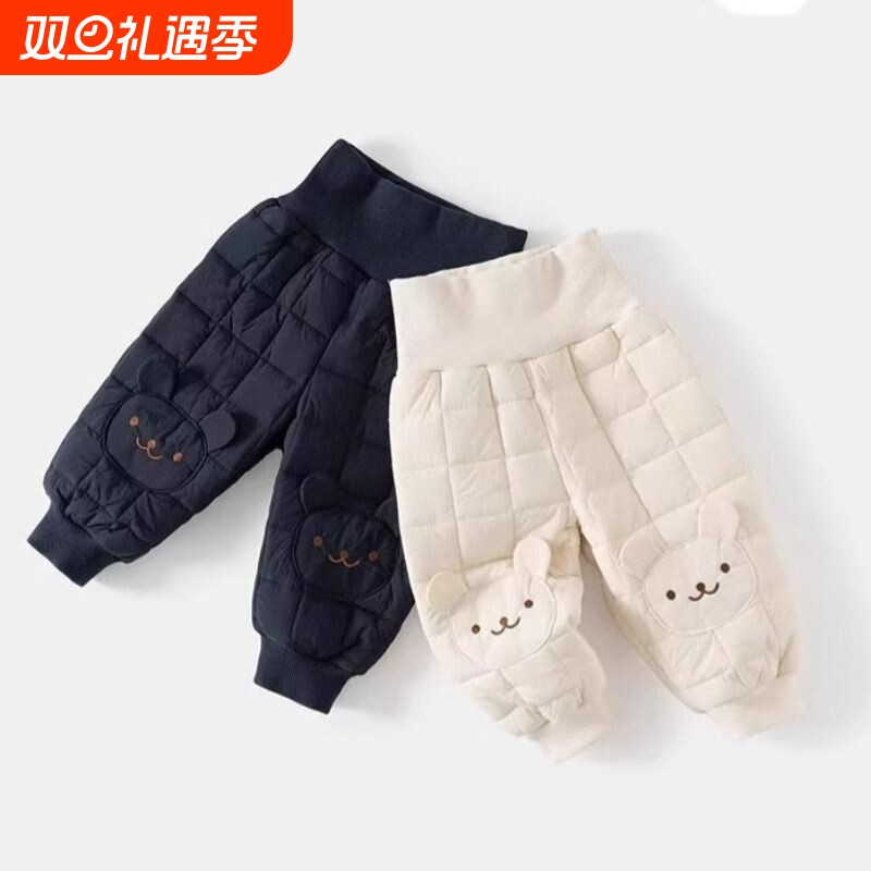 婴儿棉裤冬装加厚新生儿可爱外穿裤子婴幼儿保暖C29冬季夹棉白色