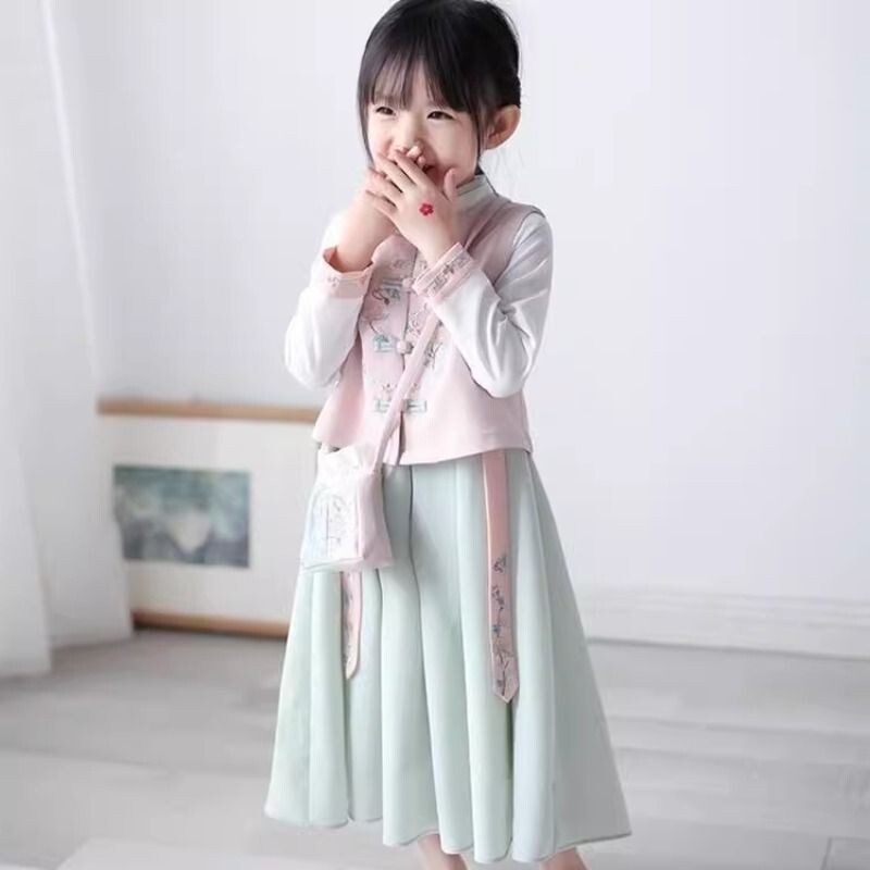 女童春秋汉服古装中国风服装儒裙仙女装儿童唐装宝宝衣服幼童套装