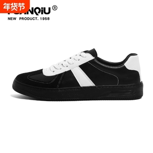 环球厚底休闲德训鞋子男款2025新款秋季黑色板鞋秋季休闲运动男鞋
