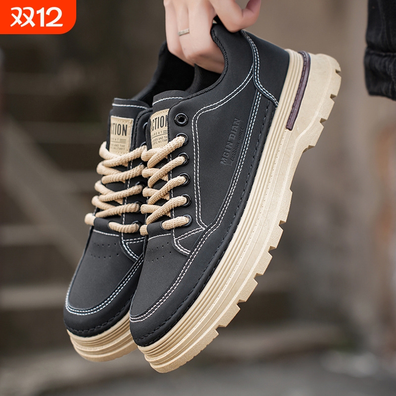 品牌断码秋季男鞋新款马丁靴男士潮流百搭厚底皮鞋小白鞋运动休闲