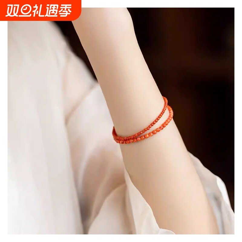 南红玛瑙手链冰飘种樱桃红男女款手串细款情绪朱砂手工佩戴吉祥
