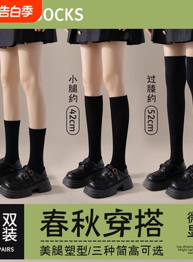 小腿袜黑色袜子女春秋季薄款防臭中筒袜jk压力瘦腿日系防滑过膝袜