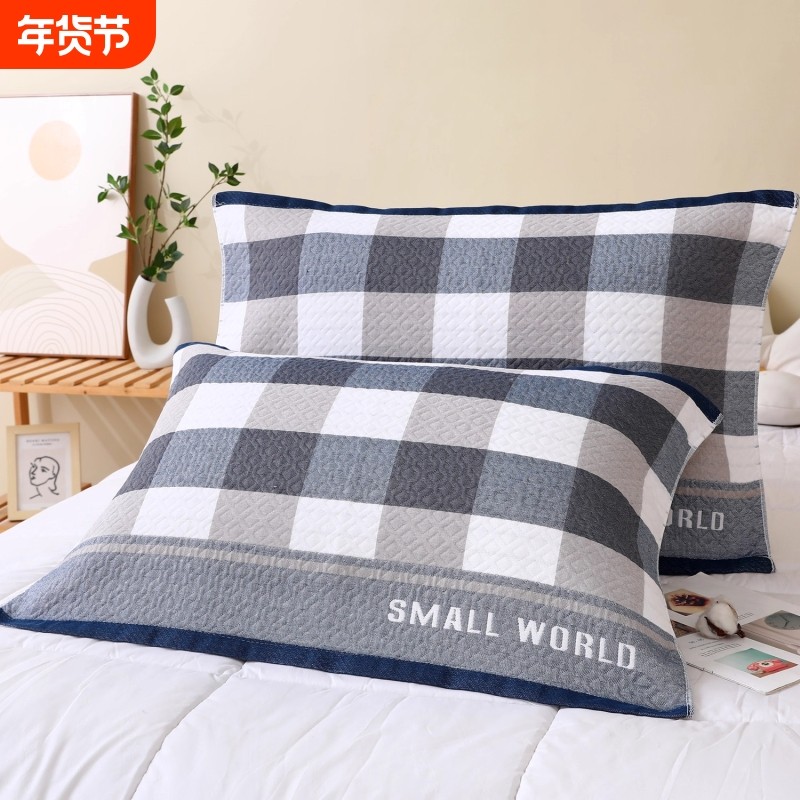 棉枕巾枕头巾一对装纱布加大加厚四季学生男成人情侣盖巾枕套蓝色,床上用品,枕巾,淘宝优惠券,粉丝福利购,淘宝优惠卷