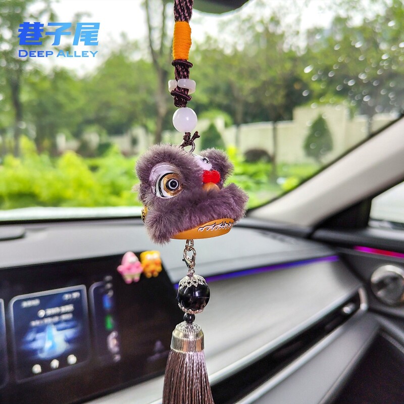 雄狮少年汽车吊饰醒狮车载挂件呆萌卡通车挂非遗手工艺品传统文创图片