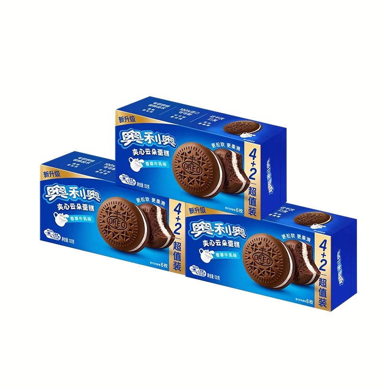 奥利奥云朵蛋糕6枚装132g*3盒多规格