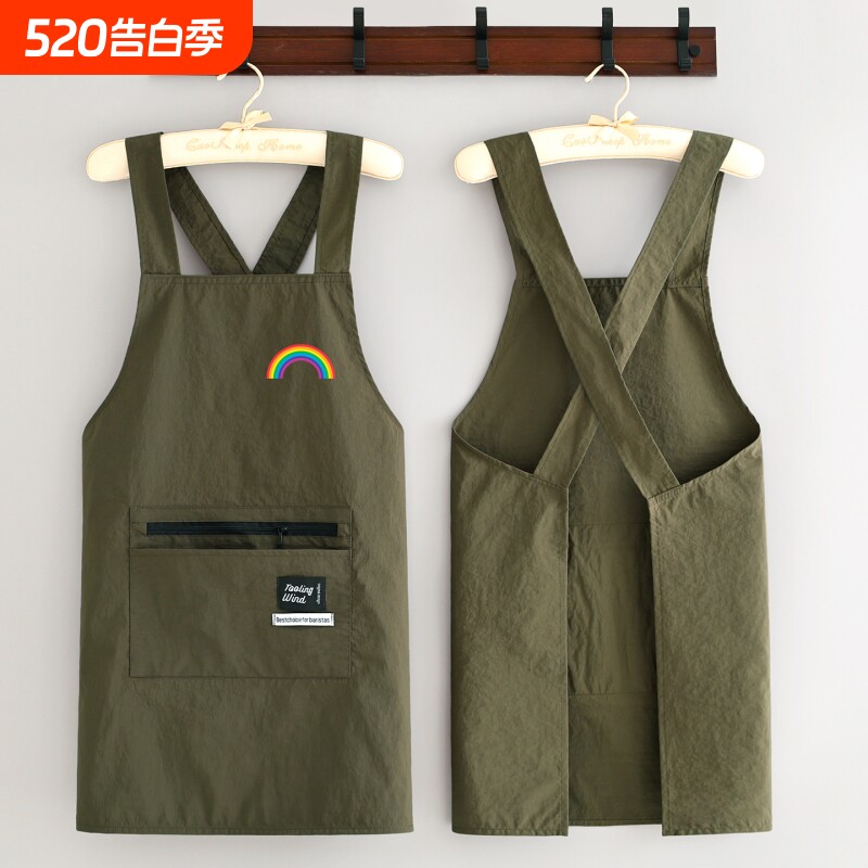 简约防泼水围裙餐饮奶茶店专用工作服免费印字家用厨房围腰防油污