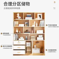 Книжный шкаф 书柜带柜门储物柜家用落地置物架实木拉手收纳柜办公室防尘文件柜 Other