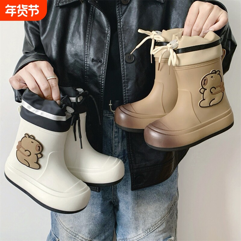 卡皮巴拉儿童雨鞋女童2025新款防滑防水水鞋小孩上学专用学生雨靴