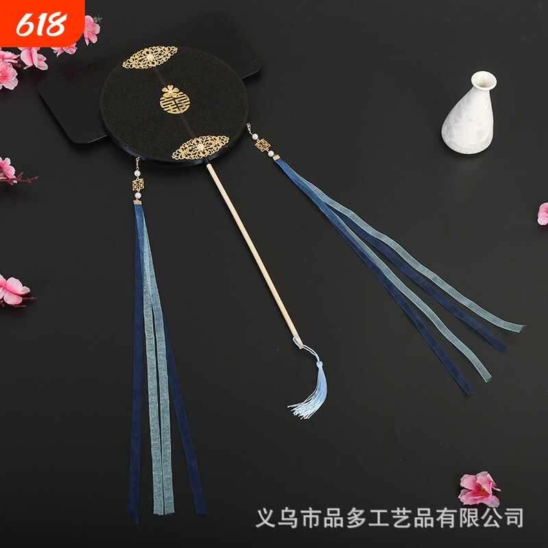 新品古风喜扇手捧扇秀禾扇流苏团扇汉服拍照圆扇宫扇结婚扇子批发