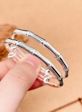 幂琳儿童镯银镯子足银9999婴儿宝宝生日礼童镯竹节新生儿推拉满月