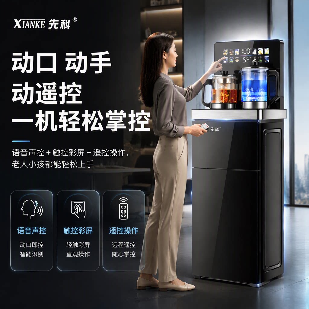 先科茶吧机饮水机2026底部上水316家用下置制冷语音冷热烧水一体
