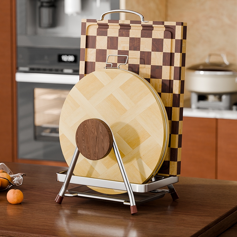 【物超所值】不锈钢胡桃木砧板架