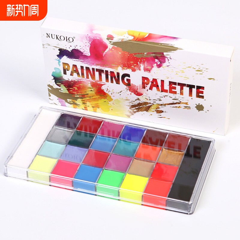 26色万圣节油彩人体彩绘颜料舞台彩妆脸彩戏剧化妆膏批发珠光扇形油