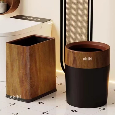 木纹垃圾桶家用高档轻奢大号中古风客厅卫生间厕所夹缝专用卫生桶