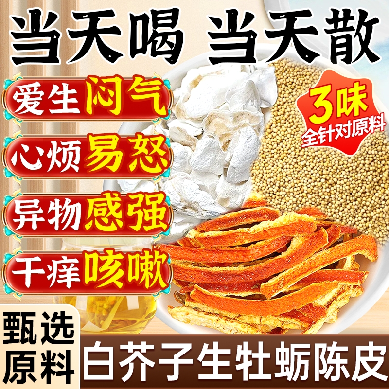 白芥子生牡蛎陈皮组合茶泡水喝正品官方旗舰店散结节养生茶中材药