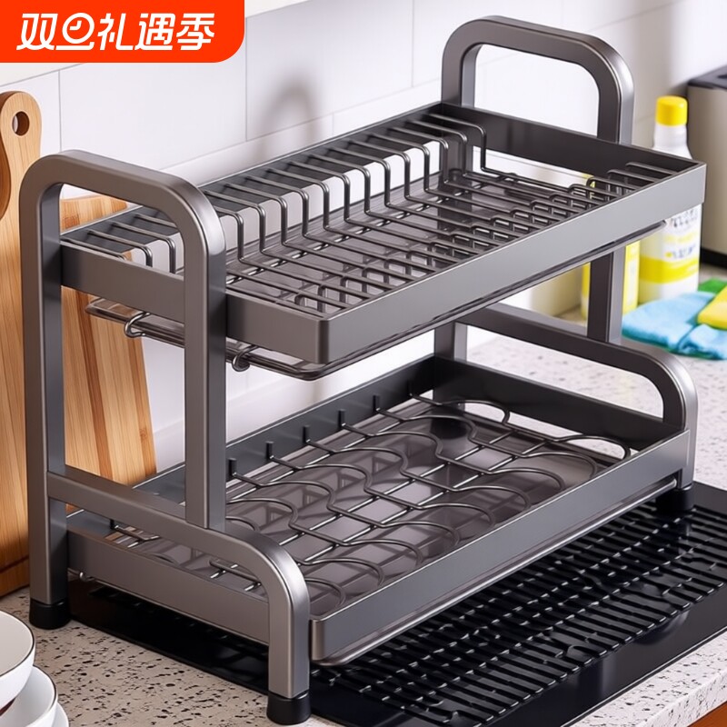 碗碟收纳架厨房置物架家用放碗架碗盘沥水架碗筷收纳盒碗柜免打孔