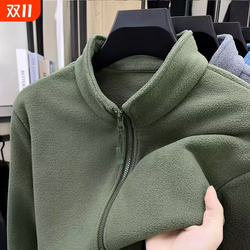 摇粒绒男士卫衣秋冬季抓绒半拉链
