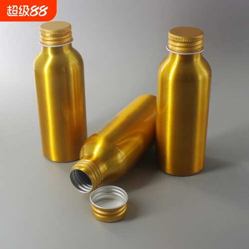 高档包装100ml金色螺纹铝瓶密封铝瓶分装精油渔药防潮金属铝罐