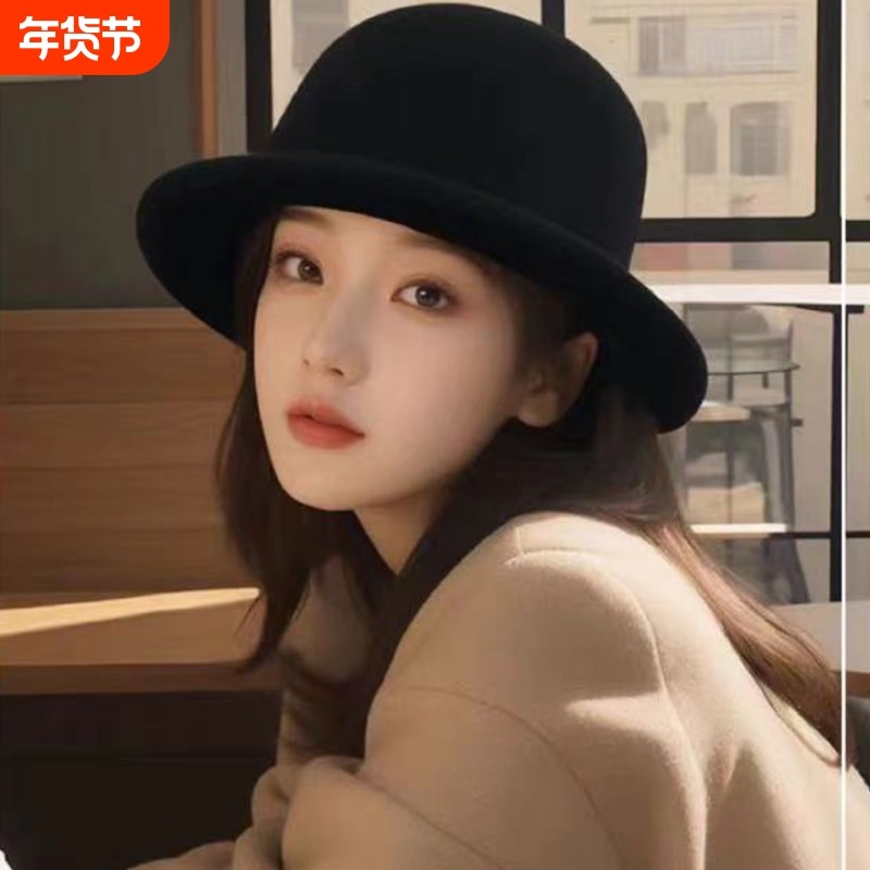 日系女士卷边毛呢小礼帽女秋冬百搭简约复古渔夫帽素颜显脸小盆帽,服饰配件/皮带/帽子/围巾,帽子,淘宝优惠券,粉丝福利购,淘宝优惠卷