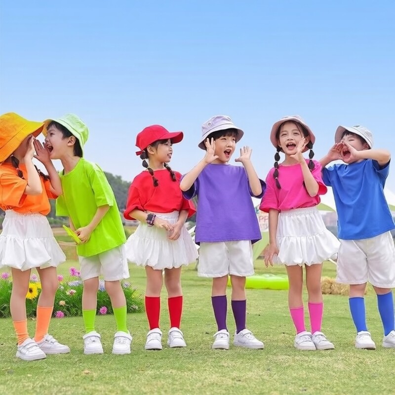 六一儿童演出服装幼儿园舞蹈糖果色毕业照T恤小学生啦啦队表演服