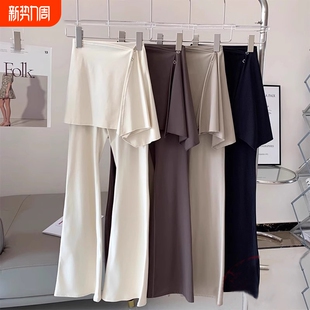 子微喇阔腿健身裤 运动跑步普拉提裤 女春夏新款 鲨鱼遮挡裙瑜伽裤