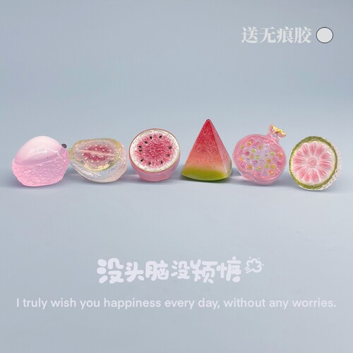 可爱冰透水果西瓜治愈小摆件车载中控台电脑屏工位桌面解压树脂