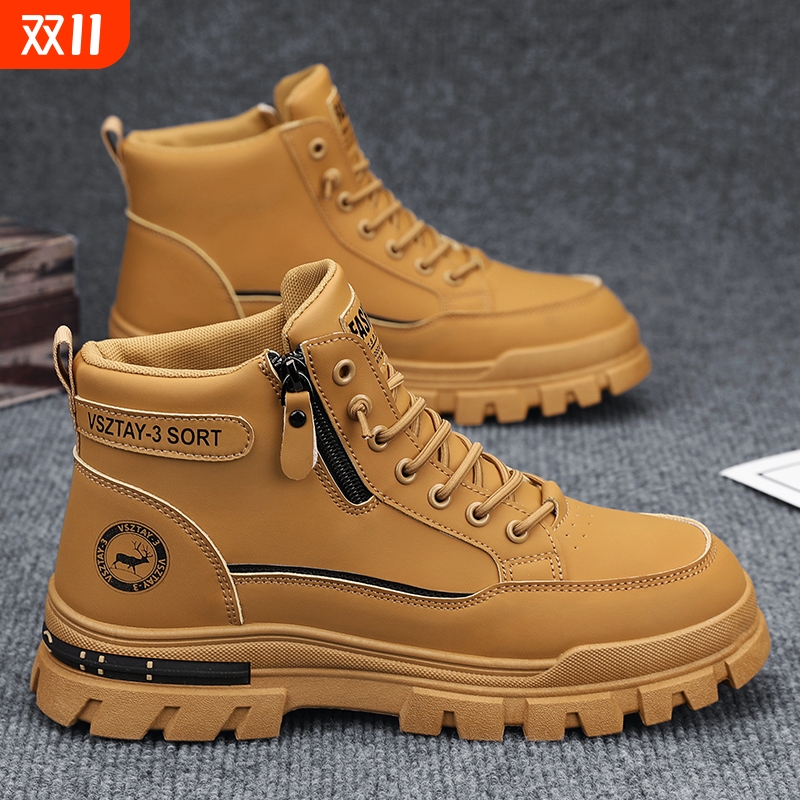 啄木鸟男鞋45春秋款马丁靴46鞋子男款47男士休闲鞋工装鞋短靴加绒