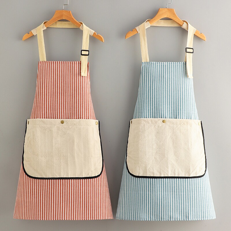 可拆卸新款擦手巾围裙厨房烘焙家用防水加厚棉麻透气高颜值四季