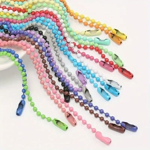 烤漆彩色波珠链混色diy饰品链条钥匙扣包挂件吊牌咕卡链铃铛挂链