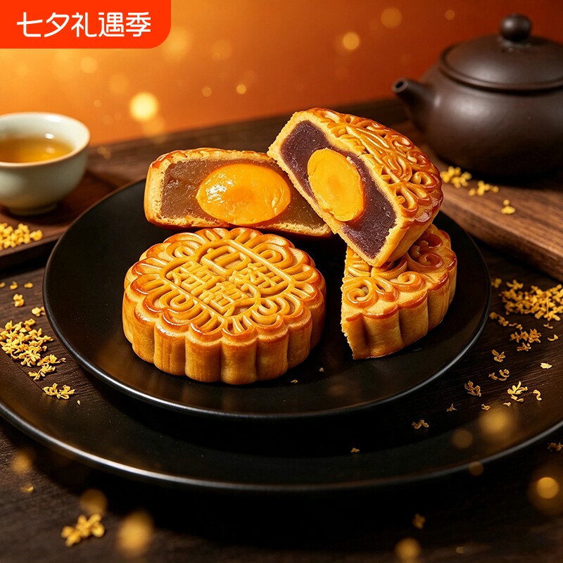 80g蛋黄传统月饼广式莲蓉豆沙板栗中秋糕点零食客乡椰蓉下午茶