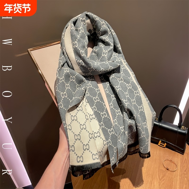 LVАFGН正品高级感羊绒围巾女秋冬时尚百搭披肩外搭新款两用保暖