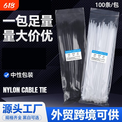 扎带100条自锁式尼龙扎带nylon cable ties跨境中性束线扎带批发