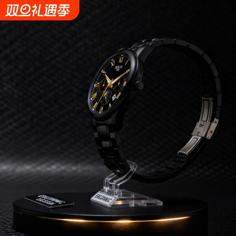 全自动男表手表男款机械风全自动防水数字双日历防水腕表男高级感