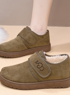 冬季棉鞋女加绒保暖妈妈鞋加厚雪地靴软底女士短靴鞋子防滑平底