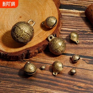 虎头铃铛纯铜diy饰品配件手工编制红绳手链脚链手机链吊饰铜铃