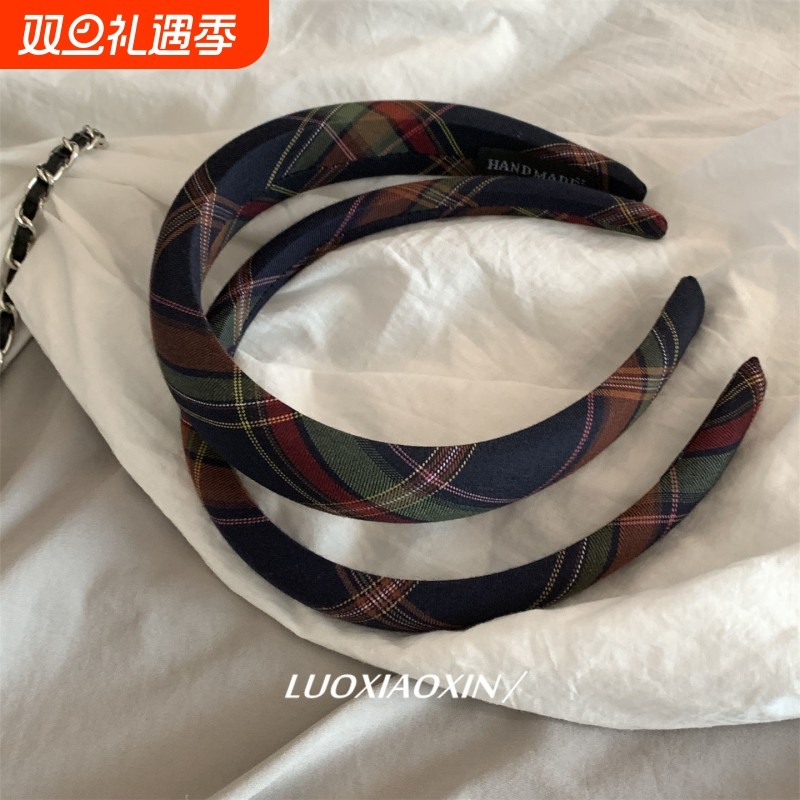 韩版ins英伦风格子发箍韩国复古外出头箍压发头窟海绵高颅顶发饰