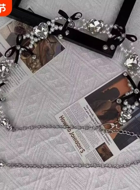 优雅甜美镶钻珍珠腰带女装饰配裙子毛衣丝巾爱心腰链配饰2025新款