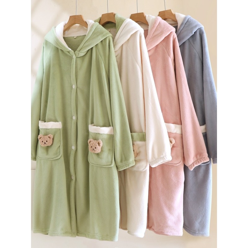 红豆睡袍女冬季珊瑚绒加厚加绒睡衣长款连衣裙2025新款睡裙浴袍家