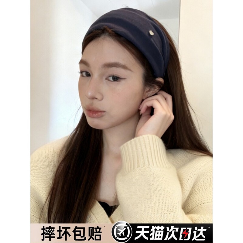 显脸小~宽边爱心标发箍女2026新款头箍女高颅顶头饰发带蓝色灰色