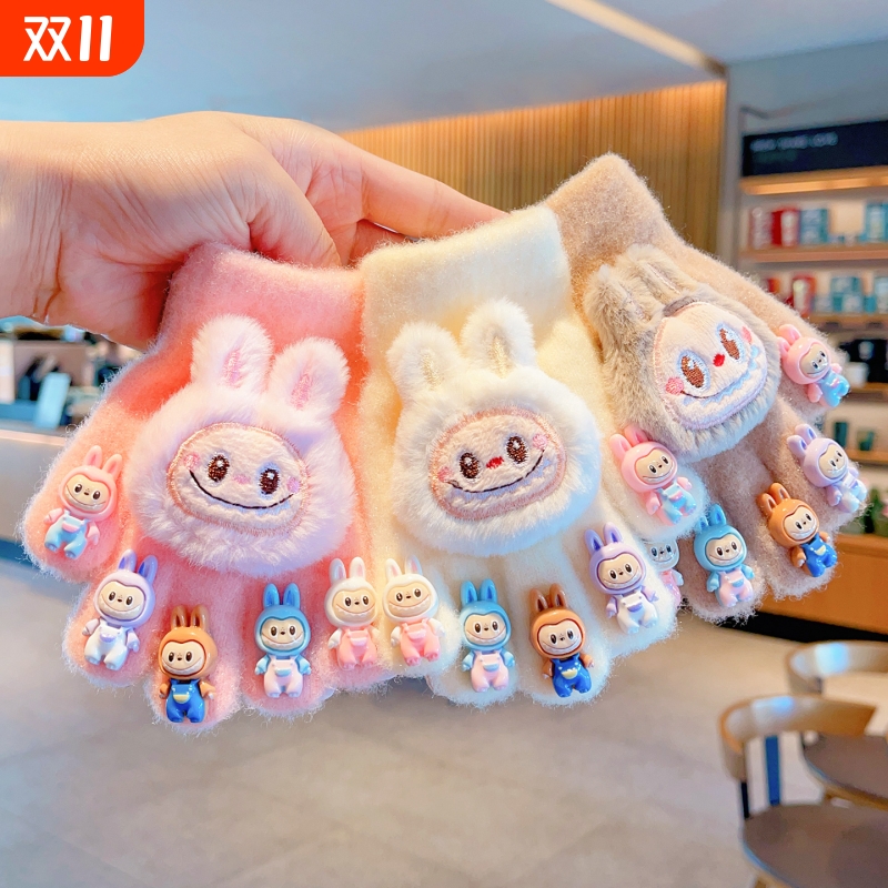 儿童手套新款卡通可爱小女孩五指套冬季男女童防寒保暖宝宝手指套