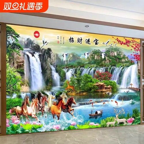 山水墙纸自粘装饰画|万人加购