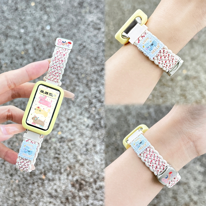 【邮票蓝兔】适用于华为手环10表带花边编织9NFC8/7折叠磁吸扣荣耀10/9创意布标硅胶保护套壳智能运动配件