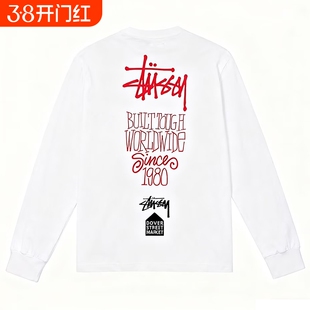 潮牌斯图西长袖t恤水银皇冠1980基础款巡游重磅Stu纯棉春秋装亲子