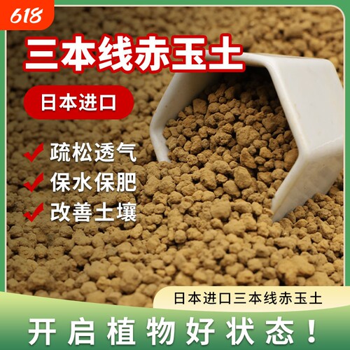 赤玉土三本线日本进口正品硬质颗粒盆景专用铺面麦饭石土壤种植土