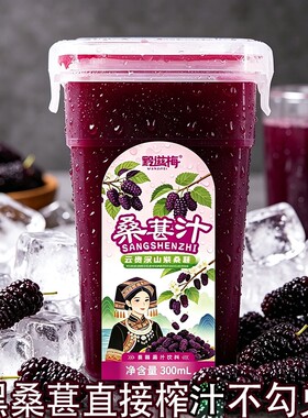 桑葚汁云贵高原桑葚新鲜上市直榨方盒网红款300ml*6盒果蔬汁饮料